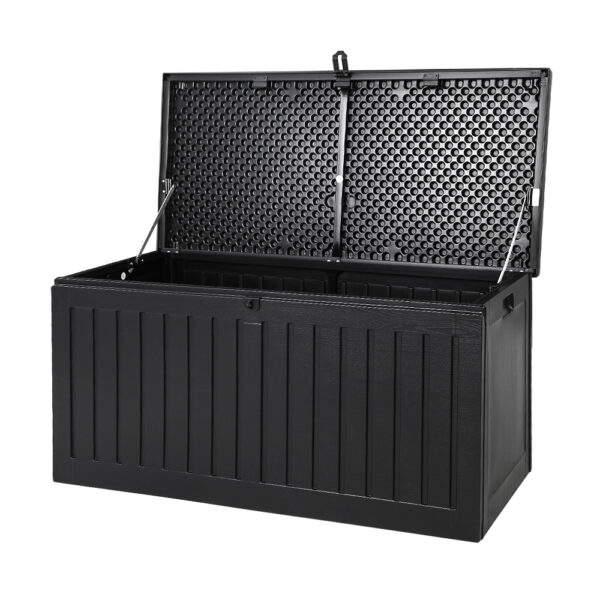 Fanno-Outdoor Storage Box 270L Weather Resistant Lockable Garden Bench Tool Shed Black