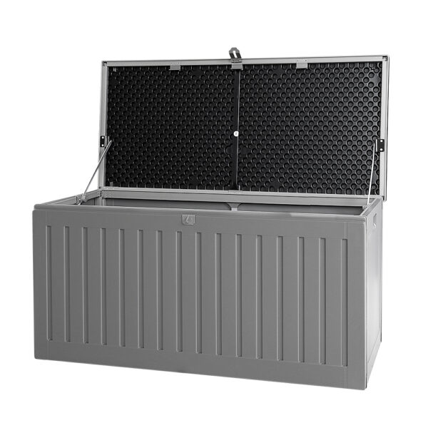 Fanno-Outdoor Storage Box 270L Weather Resistant Lockable Garden Bench Tool Shed Grey