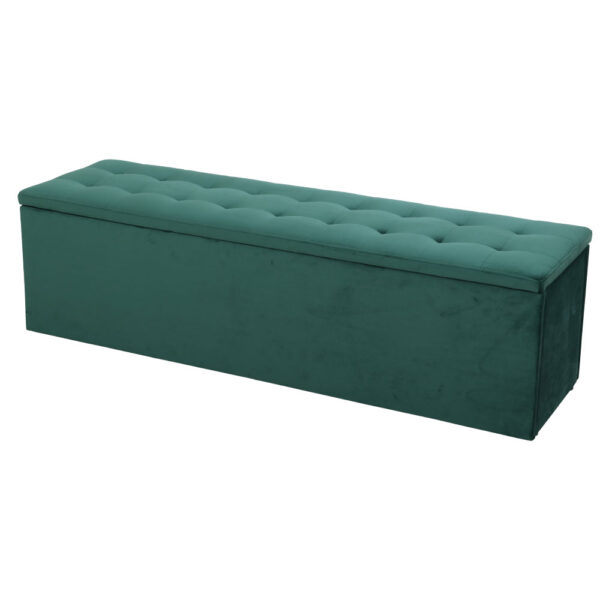 Fanno-Storage Ottoman 140cm Velvet Green Lift-Up Lid Stylish Footrest and Storage Solution