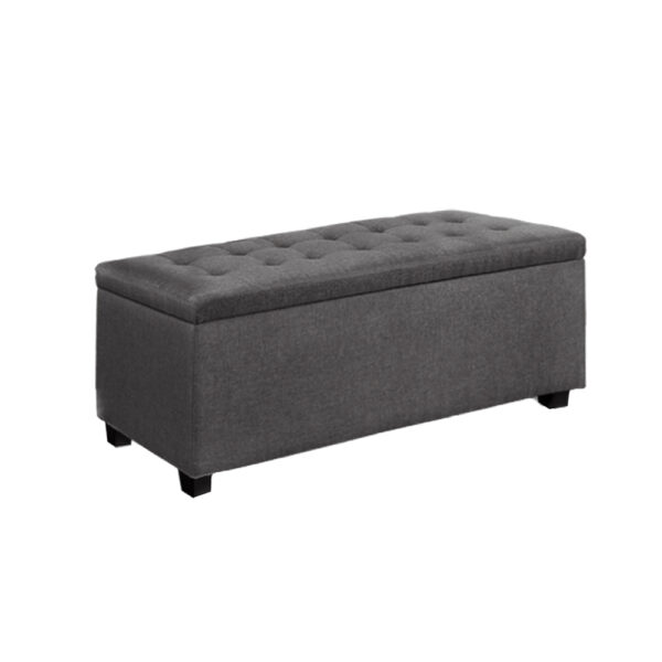 Fanno-Multi-Functional Storage Ottoman Faux Linen Grey Elegant Home Decor 97cm