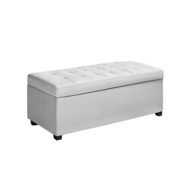 Fanno-Storage Ottoman with Cushion Seat and Solid Wood Frame for Home Essentials