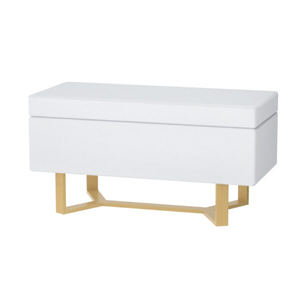 Fanno-Storage Ottoman Blanket Box Criss-cross Linen White