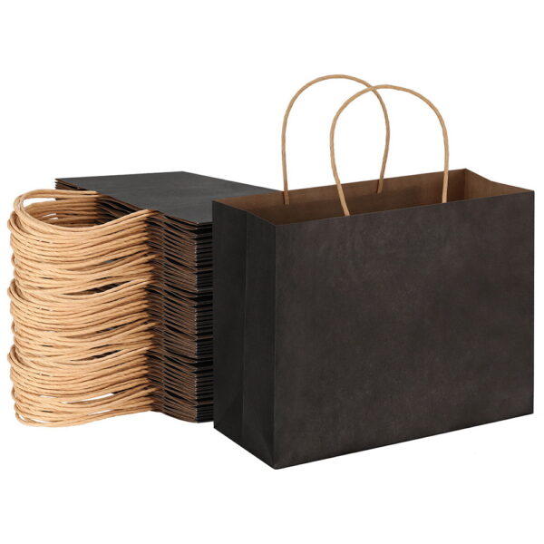 Fanno-Bulk Kraft Paper Bags 50pcs Reusable Gift Bags Durable Black for Crafts and Shopping