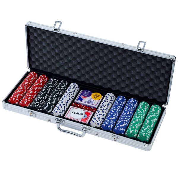 Fanno-500 Piece Poker Chips Set with Cards Dice and Lockable Aluminum Case