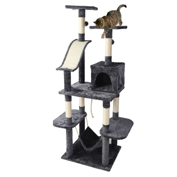 Fanno-Multi-Level Cat Tree with Scratching Post and Plush Bed for Cats and Kittens