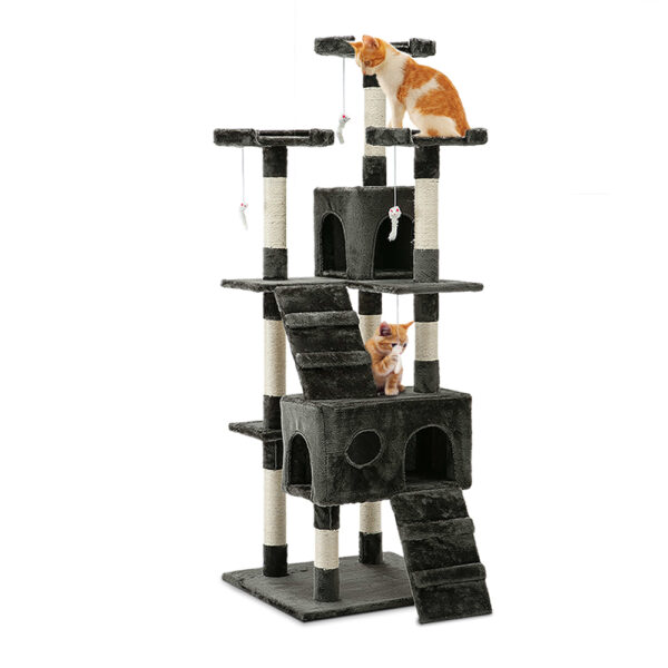 Fanno-Cat Scratch Tree 180cm Multi-Level Condo with Sisal Posts and Plush Cover