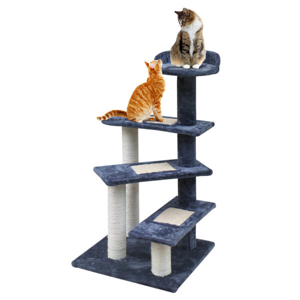 Fanno-Cat Tree 100cm Multi-Level Scratching Post with Plush Bed and Sisal Posts