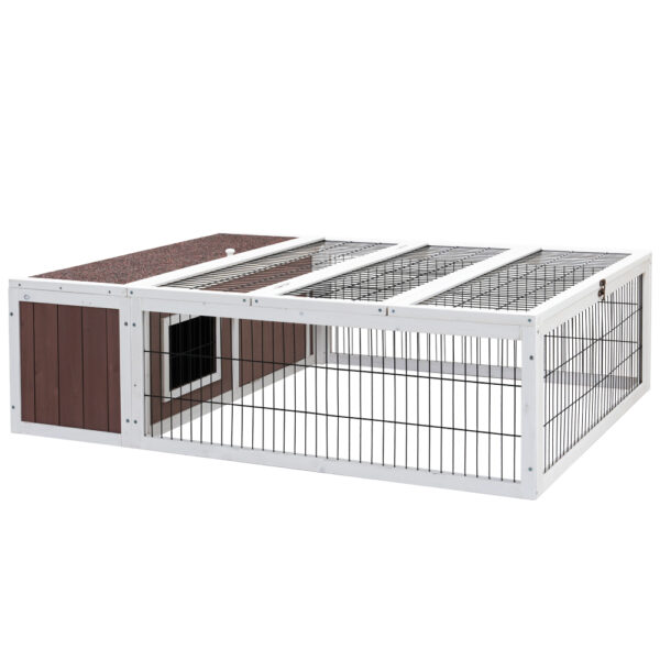 Fanno-Rabbit Hutch Outdoor Wooden House with Large Access and Integrated Play Area