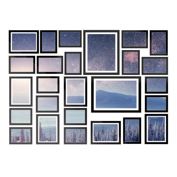 Fanno-26 Piece Photo Frame Set for 3R to 8R Prints Durable Polymer Wall Decor Black