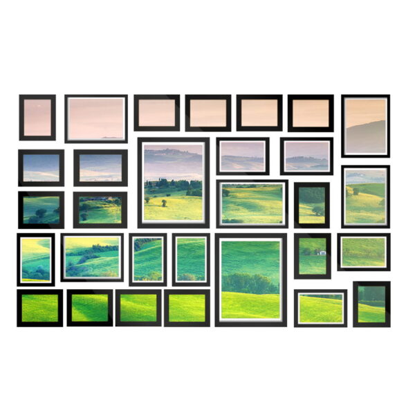 Fanno-30 Piece Photo Frame Set for 3R to 8R Prints Durable Polymer Wall Decor Black