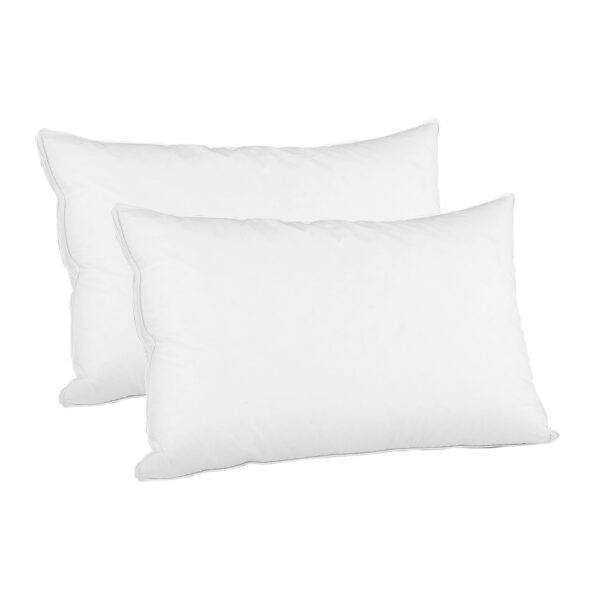 Fanno-Goose Feather Down Twin Pack Pillow Set Soft Cotton Hypoallergenic Supportive Comfort