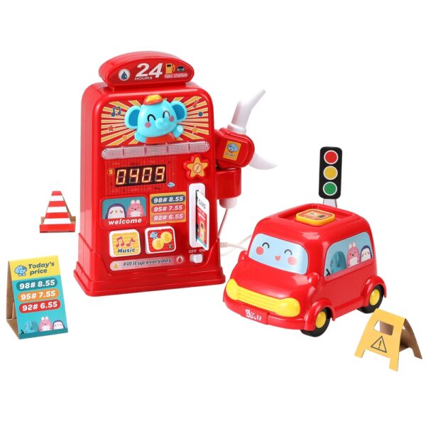 Fanno-Kids Gas Station Pretend Play Set with Sounds and Interactive Features for Fun