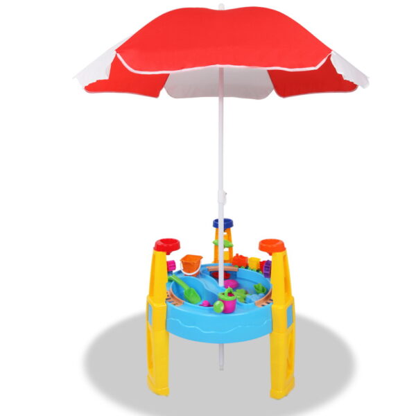 Fanno-Kids Sand and Water Table Play Set with Umbrella for Outdoor Fun and Imagination