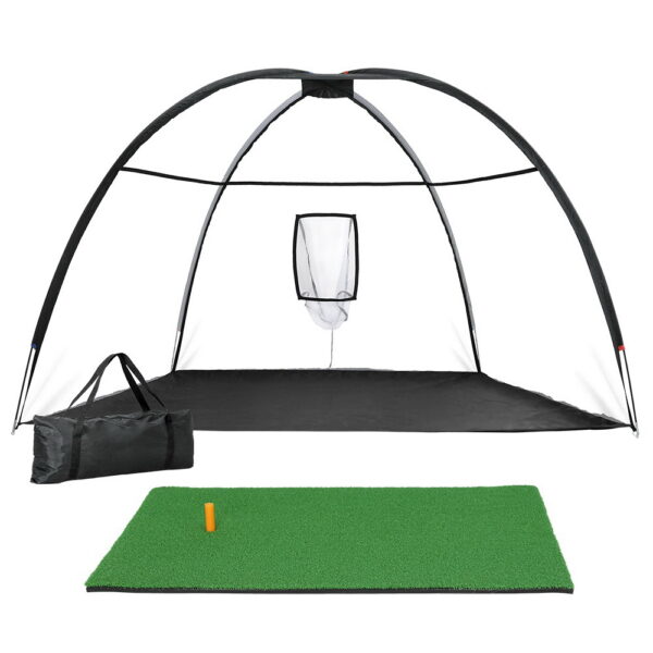 Fanno-Golf Practice Net with Mat 3.5m Portable Indoor Outdoor Training Aid for Accuracy