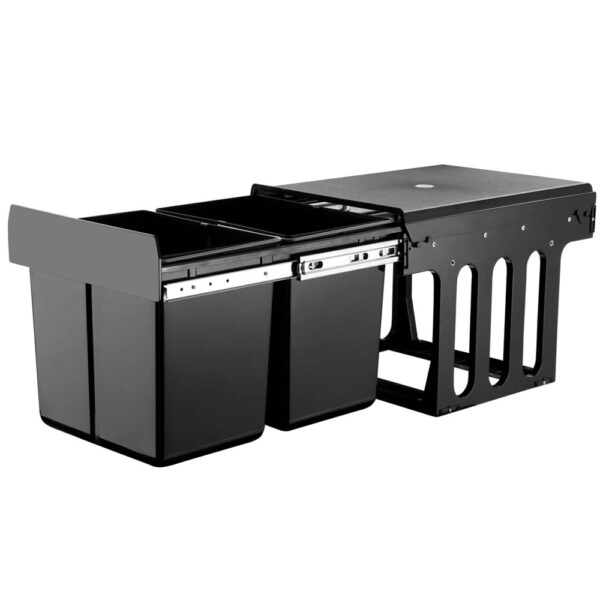 Fanno-Pull-Out Bin Kitchen Waste Compartment 2x15L Under Bench Space Saver Black