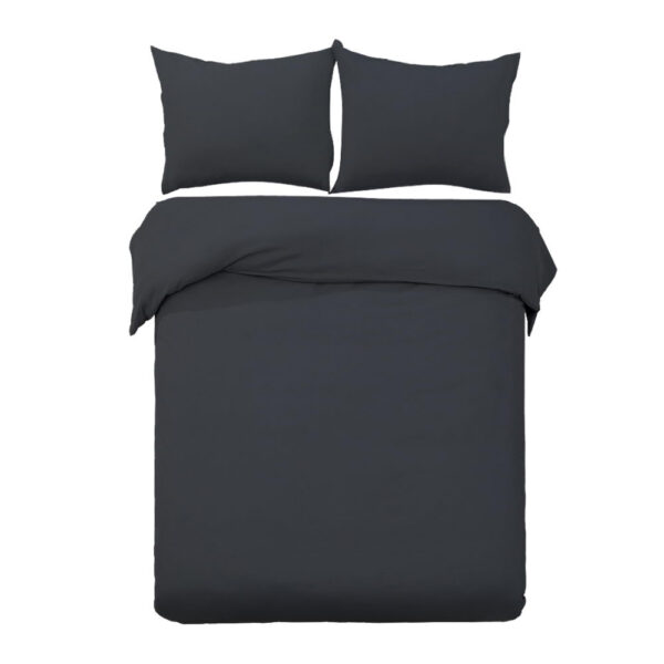 Fanno-Super King 3-Piece Quilt Set Soft Microfibre Elegant Black Bedding for Bedroom