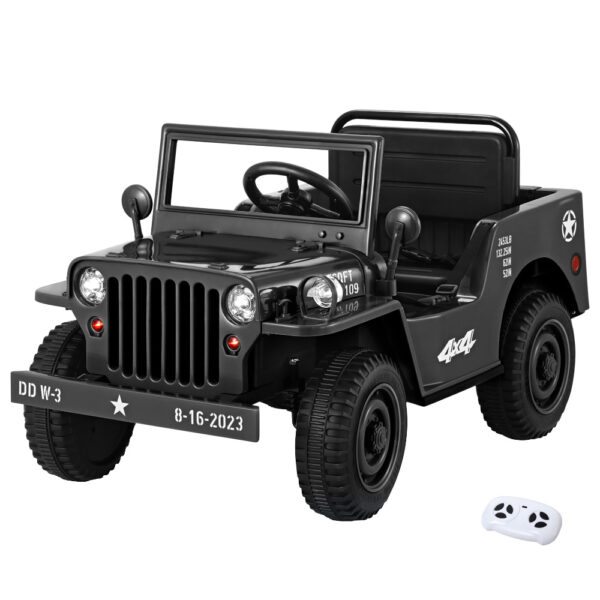 Fanno-Kids Electric Ride On Military Jeep Toy with Remote Control and Safety Features