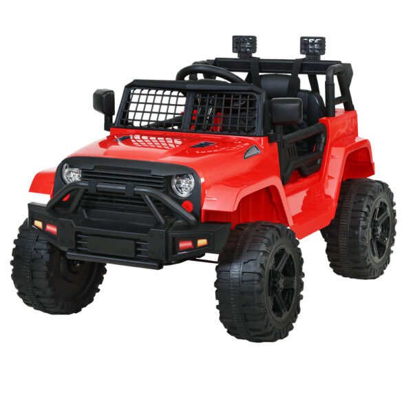 Fanno-Kids Electric Ride On Car Jeep Toy with Remote Control and Safety Features Red