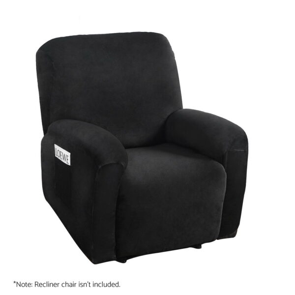 Fanno-Recliner Chair Cover Soft Velvet Stretchable Anti-Slip Machine Washable Black