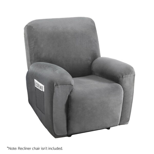 Fanno-Recliner Chair Cover Soft Velvet Stretchable Anti-Slip Machine Washable Grey