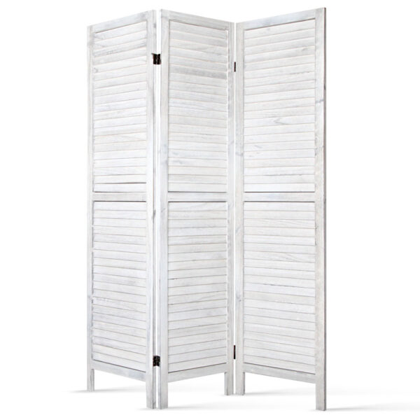 Fanno-3 Panel Room Divider Screen Eco-Friendly Paulownia Wood Lightweight Foldable White