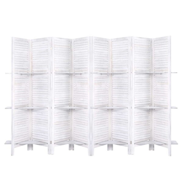 Fanno-Panel Divider Screen 8 Panels Eco-Friendly Wood Foldable Room Divider White 326cm