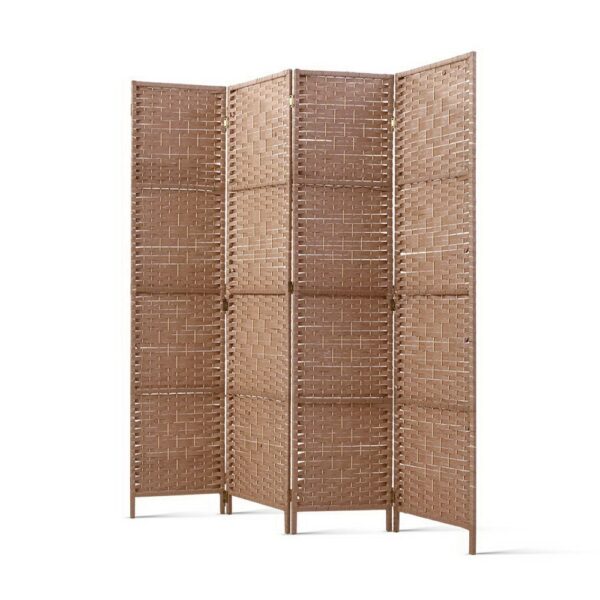 Fanno-4 Panel Room Divider Screen Natural Wood Eco-Friendly Foldable Design 163x170cm