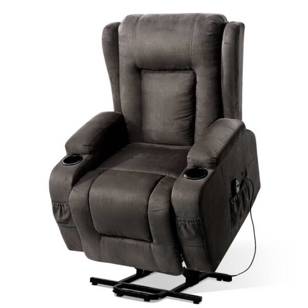 Fanno-Massage Recliner Chair with Lift Assist Heated Massage and Suede Upholstery