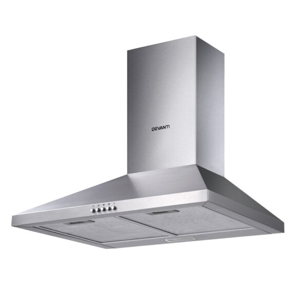 Fanno-600mm Wall Mounted Range Hood Stainless Steel with LED Light and Filters