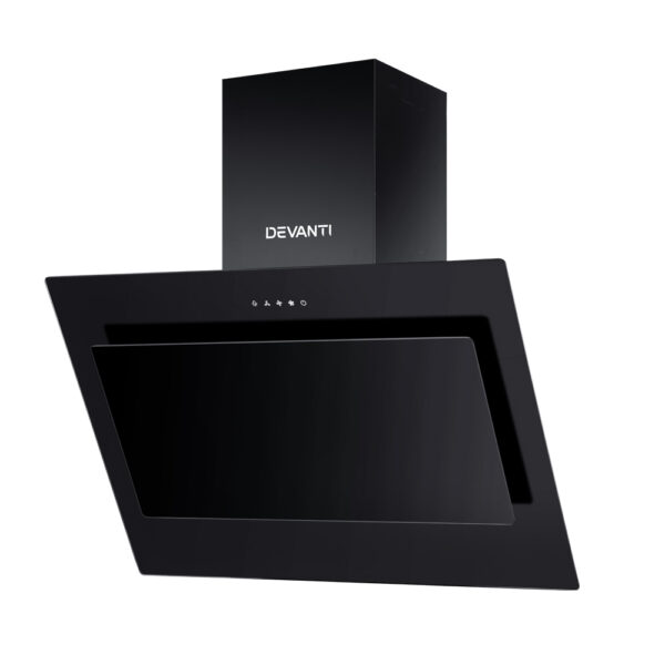 Fanno-Wall Mounted Range Hood 900mm Black Tempered Glass High Performance Motor Energy Efficient