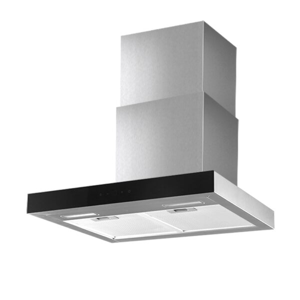 Fanno-Wall Mounted Range Hood 60cm Black Glass High Performance with LED Lights