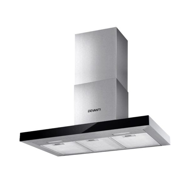 Fanno-Stainless Steel Range Hood 90cm Wall Mounted Kitchen Exhaust with LED Lights