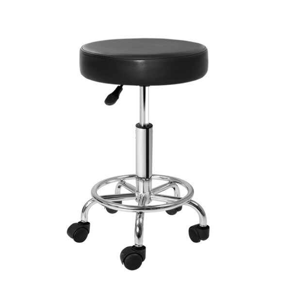 Fanno-Salon Stool Adjustable Height Round Swivel Chair PU Leather Black for Comfort