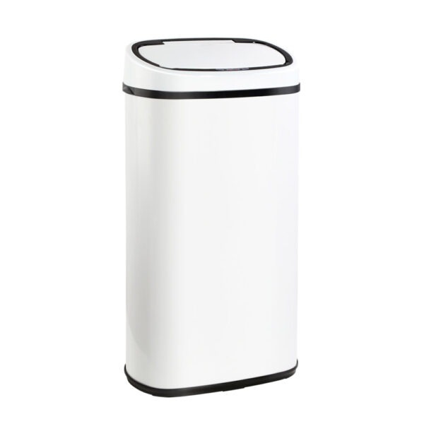 Fanno-58L Motion Sensor Bin Hands-Free Trash Can White Fingerprint-Resistant Steel