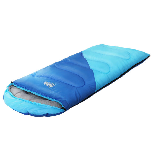 Fanno-Children's Thermal Sleeping Bag 172cm Lightweight Water-Resistant Camping Blue