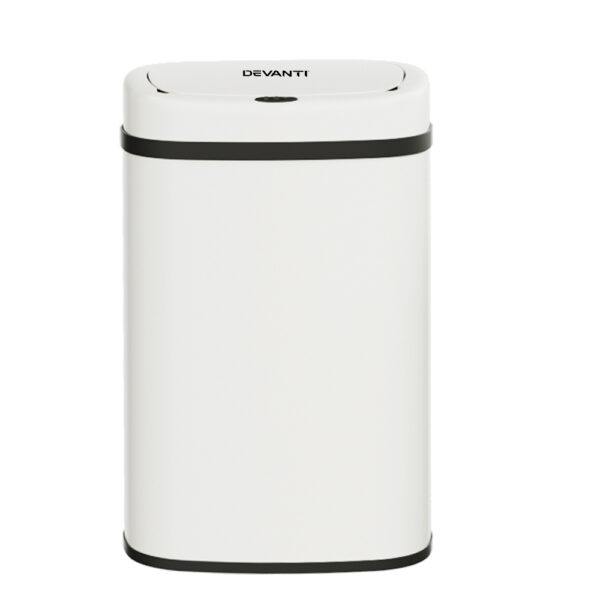 Fanno-Motion Sensor Bin 50L Hands-Free Trash Can Odour-Free Noise-Free White Steel