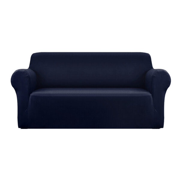 Fanno-Stretch Sofa Cover for 3 Seater Couch Navy Machine Washable Anti-Slip Fit