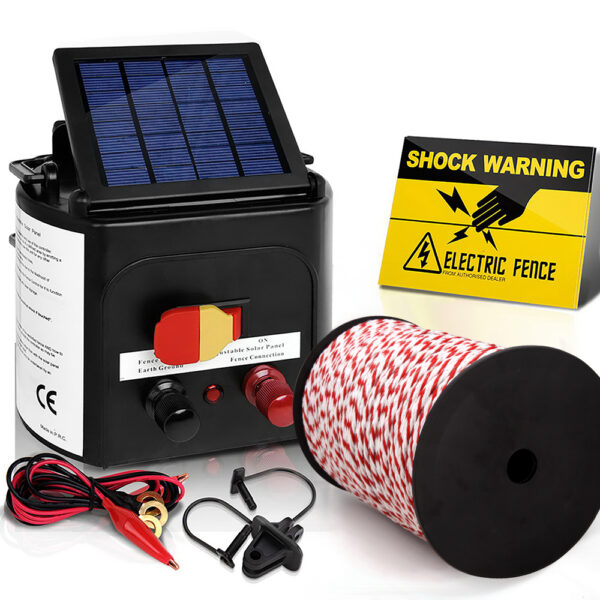 Fanno-Solar Electric Fence Energiser Set 5km with 500m Polytape and Warning Signs