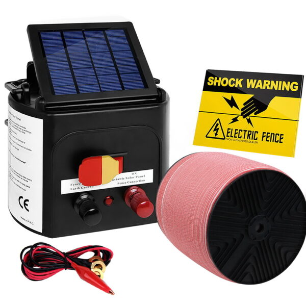 Fanno-Solar Electric Fence Energiser 3km with Polytape and Warning Signs for Livestock