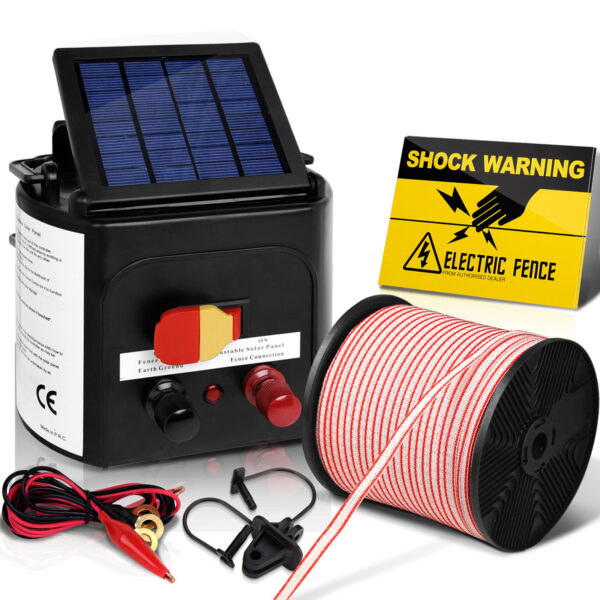 Fanno-Solar Electric Fence Energiser 3km with Polytape Insulators and Warning Signs