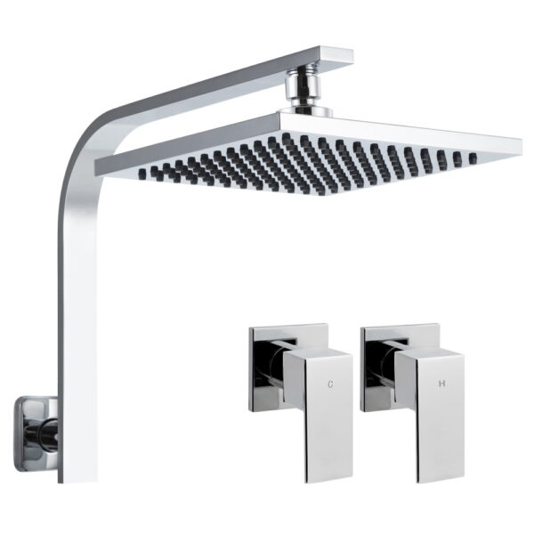 Fanno-Shower Set with 8 Inch Rain Shower Head and Brass Taps for Easy Temperature Control