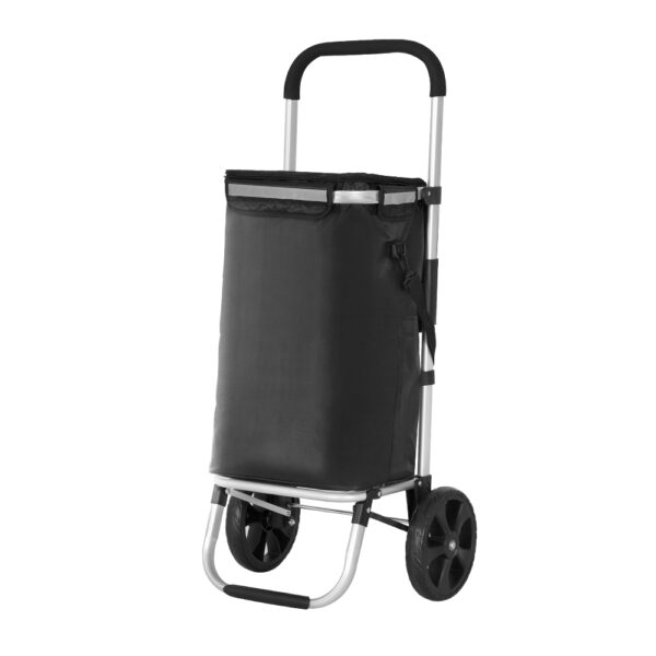 Fanno-Foldable Shopping Trolley Lightweight Aluminium Grocery Cart with Ice Bag 45KG Capacity