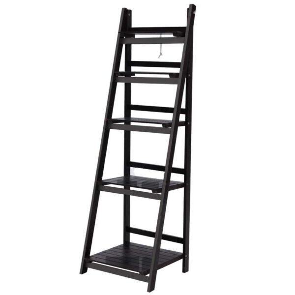 Fanno-5-Tier Ladder Shelf Freestanding or Wall-Mounted Storage for Home Decor and Organizing