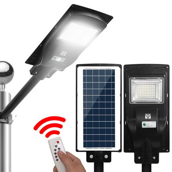 Fanno-90W LED Solar Street Light with Motion Sensor Remote Control for Outdoor Use