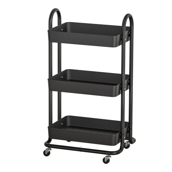 Fanno-Storage Trolley 3 Tier Rolling Cart Portable Kitchen Organizer with Lockable Wheels