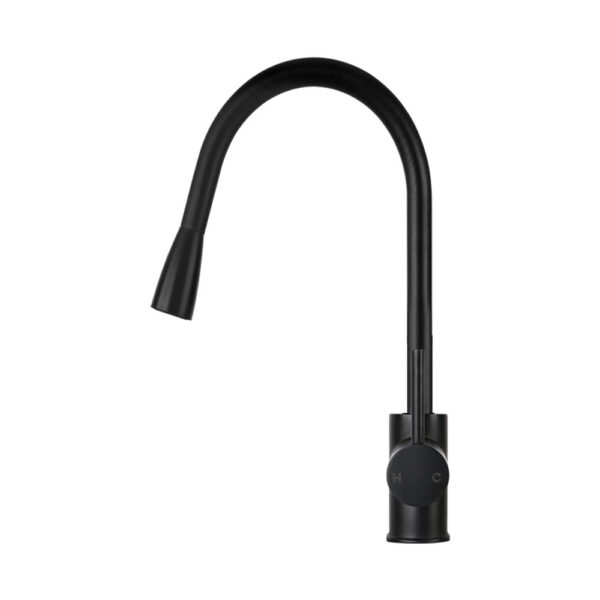 Fanno-Pull Out Kitchen Mixer Tap Matte Black Gooseneck 360 Swivel Watermark WELS Approved