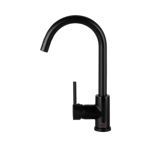 Fanno-Kitchen Mixer Tap Matte Black Gooseneck Faucet for Sink Hot Cold Water Use