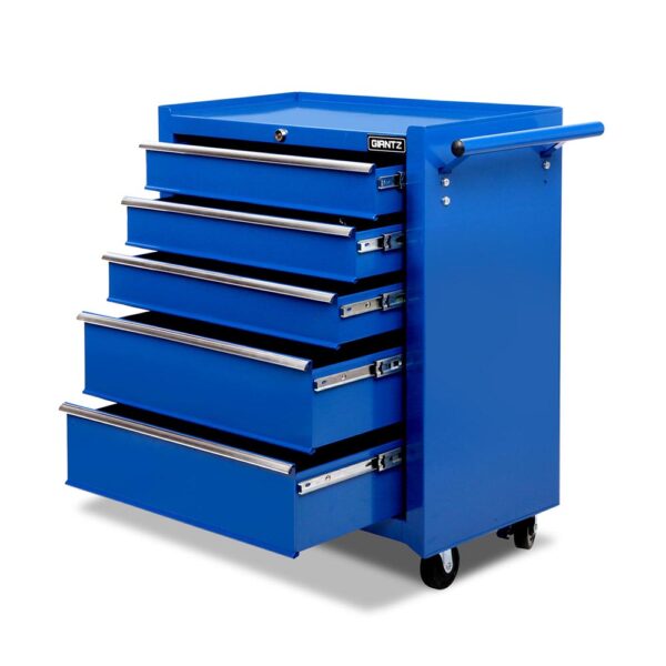 Fanno-5 Drawer Tool Trolley Cabinet Garage Storage Steel with Lockable Drawers Blue