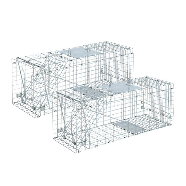 Fanno-Humane Animal Trap Cage for Pests Collapsible Design Spring Loaded Door 66x23cm