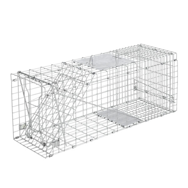 Fanno-Large Humane Animal Trap Cage for Backyard Pest Control Collapsible Design Silver